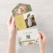 Boho Floral Spring Wedding All In One Einladung (Abreißen)