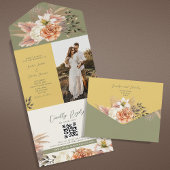 Boho Floral Spring Wedding All In One Einladung