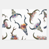 Boho Floral Stag Horn Pattern Geschenkpapier Set (Vorderseite 3)
