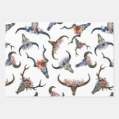 Boho Floral Stag Horn Pattern Geschenkpapier Set (Vorderseite 2)