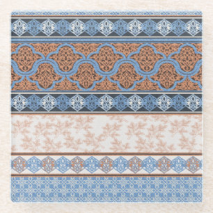 Boho Floral Streifen: Ethnische Nahtlose Sammlung Glasuntersetzer