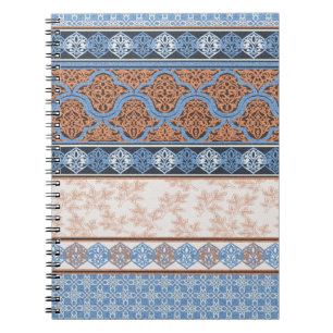 Boho Floral Streifen: Ethnische Nahtlose Sammlung Notizblock