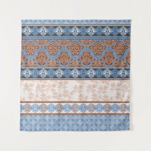 Boho Floral Streifen: Ethnische Nahtlose Sammlung Wandteppich