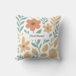 Boho Floral Summer Shells Pillow | Add Text/Name Kissen