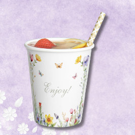 Boho Floral Summer Wildblume Brautparty Pappbecher