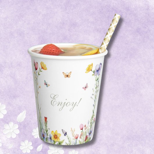 Boho Floral Summer Wildblume Brautparty Pappbecher