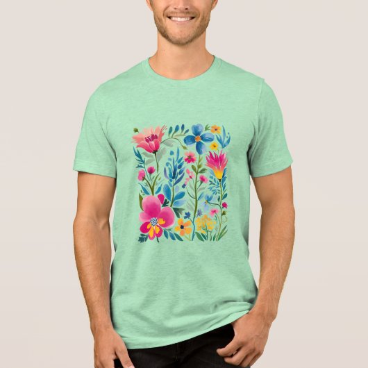 Boho Floral Summer Wildblumen Tri-Blend Shirt (Vorderseite)