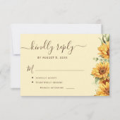 Boho floral sunflower barn wood wedding RSVP karte (Vorderseite)