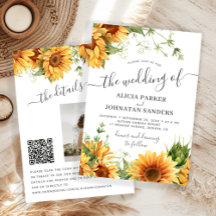 Boho floral sunflower black and white wedding