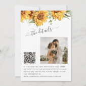 Boho floral sunflower black and white wedding einladung (Rückseite)