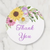 Boho Floral Sunflower Daisy Wedding Thank You Geschenkanhänger (Vorderseite)