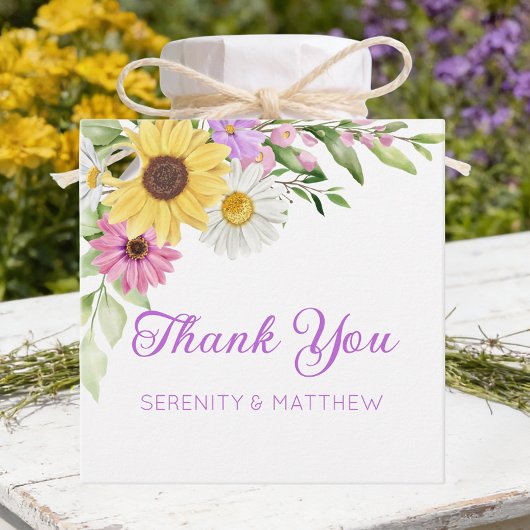 Boho Floral Sunflower Daisy Wedding Thank You Geschenkanhänger