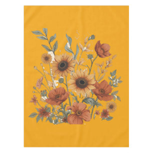 Boho Floral Tablecloth - Warme, erdige Töne Tischdecke