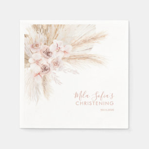 Boho Floral Taufe Napkins Girls Christening Pink Serviette