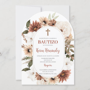 Boho Floral Taufe Spanische Einladung