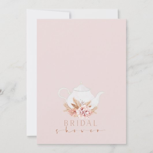 Boho Floral Teapot Tee Party Brautparty Einladung (Rückseite)