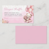 Boho Floral Teddy trägt Diaper Raffle Baby Dusche Begleitkarte (Vorne/Hinten)