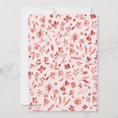 Boho floral terracotta Aquarellfarben Babydusche Einladung (Rückseite)