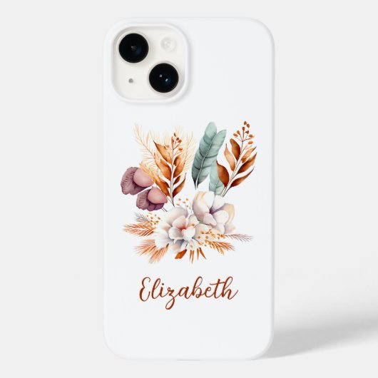 Boho Floral Terracotta Blue Lila Case-Mate iPhone Hülle (Rückseite)