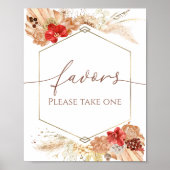 Boho Floral Terracotta Brautparty Favoriten Zeiche Poster (Vorne)