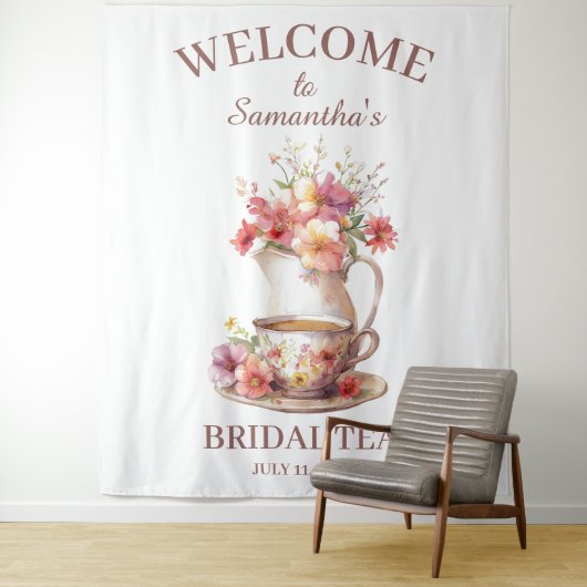 Boho Floral Terracotta Bridal Shower Tea Wandteppich (Beispiel)
