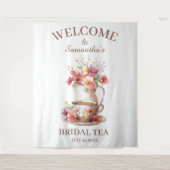 Boho Floral Terracotta Bridal Shower Tea Wandteppich (Vorderseite)