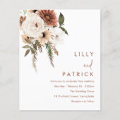 Boho Floral Terracotta Budget Hochzeit Einladung (Vorderseite)