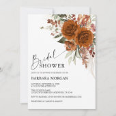 Boho Floral Terracotta Burnt Orange Brautparty Einladung (Vorderseite)