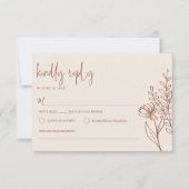 Boho Floral Terracotta Burnt Orange Wedding Modern RSVP Karte (Vorderseite)