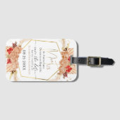 Boho Floral Terracotta Gilded Script Save the Date Gepäckanhänger (Vorderseite (Horizontal))