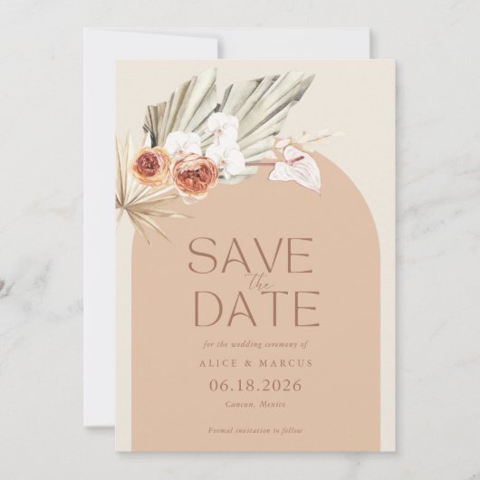 Boho Floral Terracotta Hochzeit retten Datum Save The Date (Vorderseite)