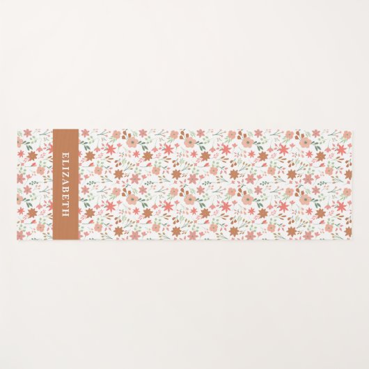 Boho Floral Terracotta Modern Personalized Yogamatte (Vorderseite (Horizontal))