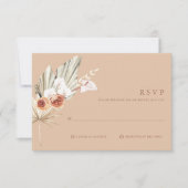 Boho Floral Terracotta Monogram Wedding RSVP Card (Vorderseite)