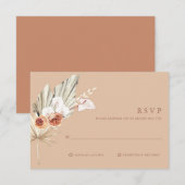 Boho Floral Terracotta Monogram Wedding RSVP Card Karte (Vorne/Hinten)