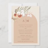 Boho Floral Terracotta Monogram Weditation Einladung (Vorderseite)