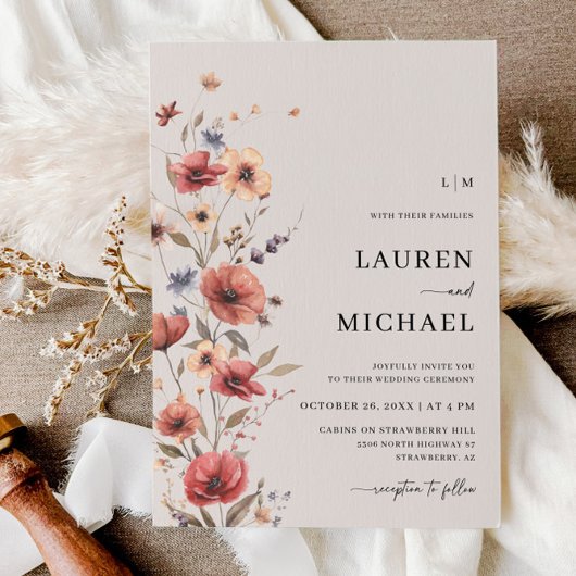 Boho Floral Terracotta Orange Wedding Einladung