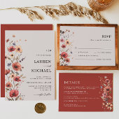 Boho Floral Terracotta Orange Wedding Einladung