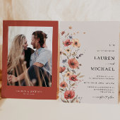 Boho Floral Terracotta Orange Wedding Einladung