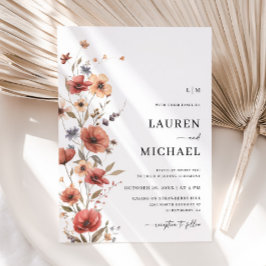 Boho Floral Terracotta Orange Wedding Einladung