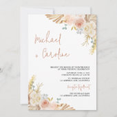 Boho Floral Terracotta Pampas Photo Script Wedding Einladung (Vorderseite)