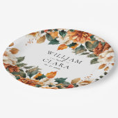 Boho Floral Terracotta Pappteller (Schrägansicht)