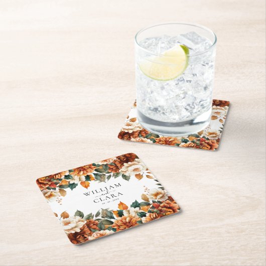 Boho Floral Terracotta Rechteckiger Pappuntersetzer (Vor Ort)