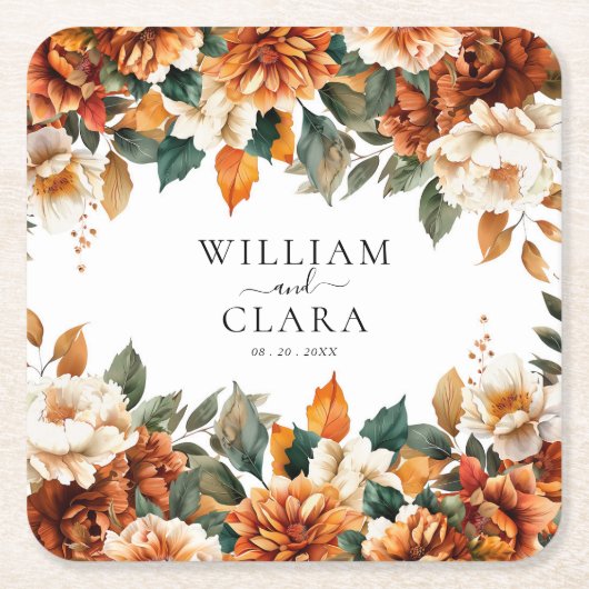 Boho Floral Terracotta Rechteckiger Pappuntersetzer (Vorderseite)