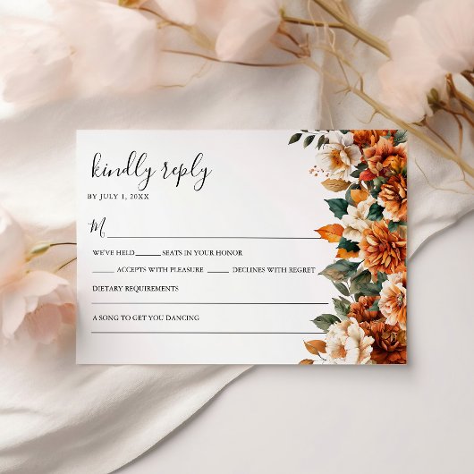 Boho Floral Terracotta RSVP Karte