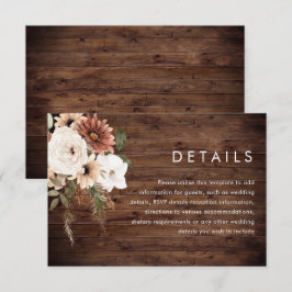 Boho Floral Terracotta Rustikales Holz Hochzeiten  Begleitkarte