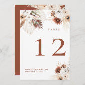 Boho Floral Terracotta Tischnummern (Vorne/Hinten)