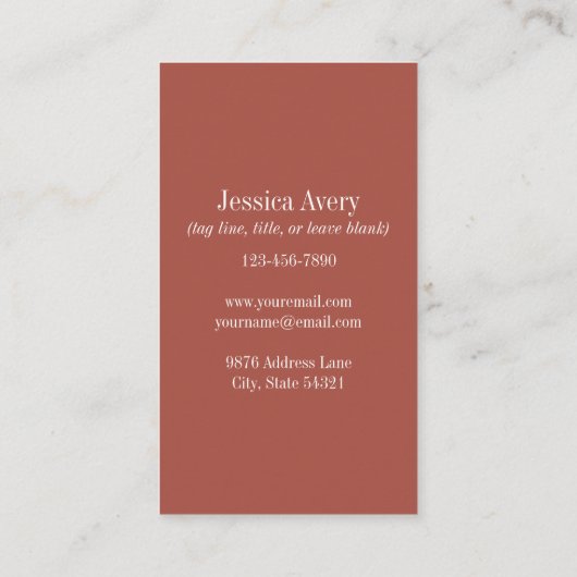 Boho Floral Terracotta Visitenkarte (Rückseite)