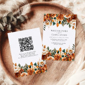 Boho Floral Terracotta Wasserfarbe QR Code Hochzei Einladung
