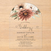 Boho Floral Terracotta Wedding Acryleinladungen (Vorderseite)