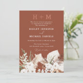 Boho Floral Terracotta Wedding Einladung (Stehend Vorderseite)